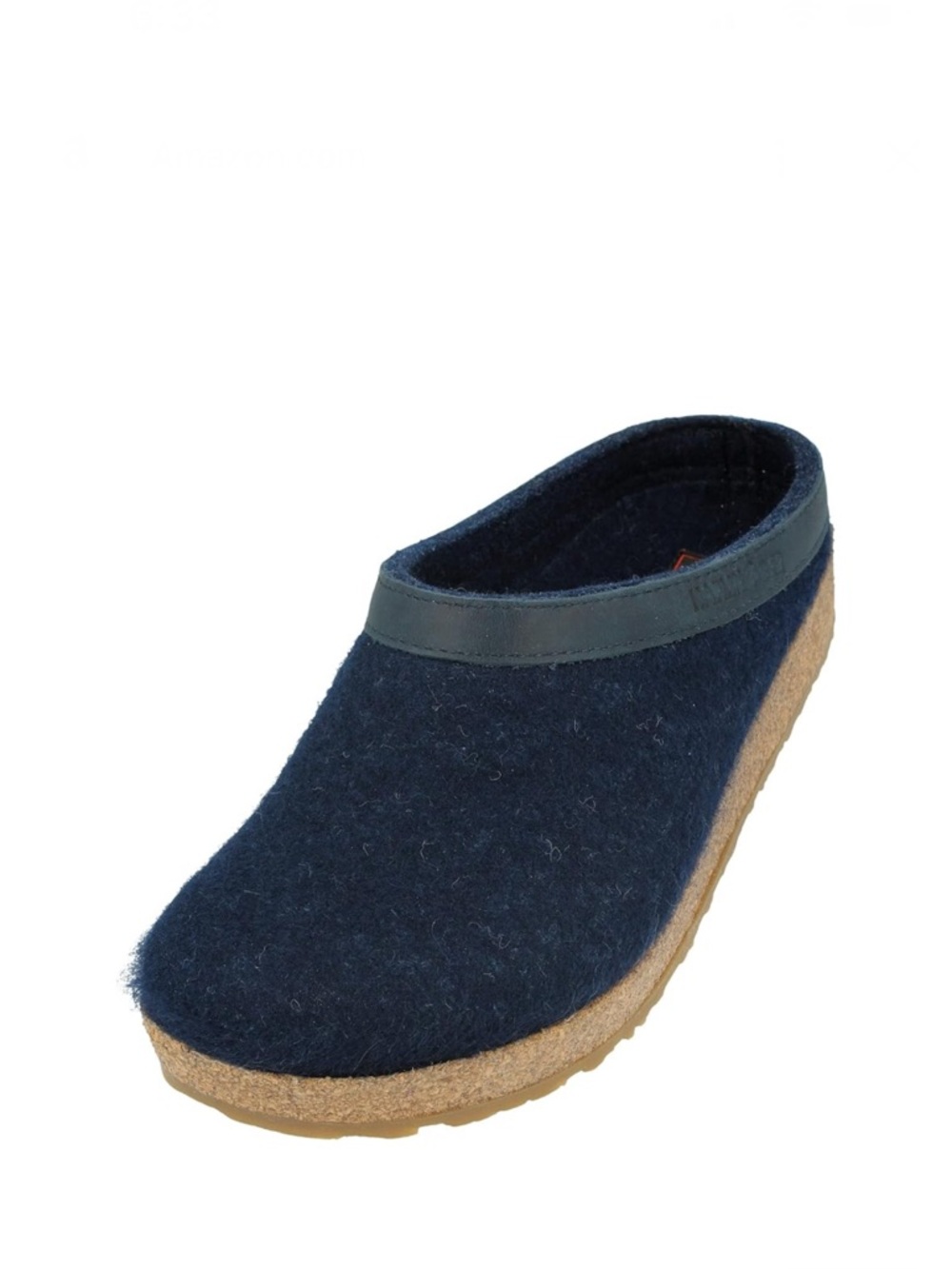 Haflinger GZL Grizzly Leather Trimmed Wool Clogs in Captains Blue